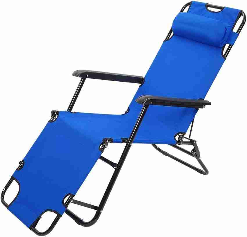 IRIS Beach Portable Folding Lounge Chair Convertible Cot Blue
