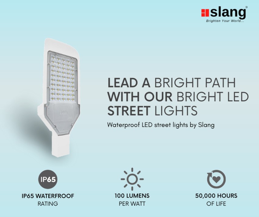 Slang 50W Street Light (White / 6500K) IP65 BIS approved Flood