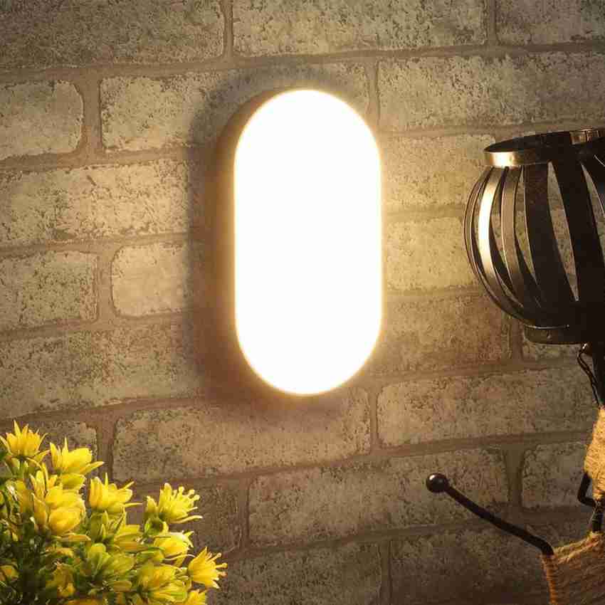 DECRETIVE PVC Waterproof Outdoor Bulkhead Led Wall Light Lamp for Offices Home Wall lamp Floor lamp Warm White17x7x5 cm Pack of 1 Flood