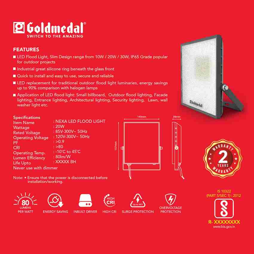 Goldmedal GM GL90867CD Nexa 20W PO1 Flood Light Outdoor Lamp Price