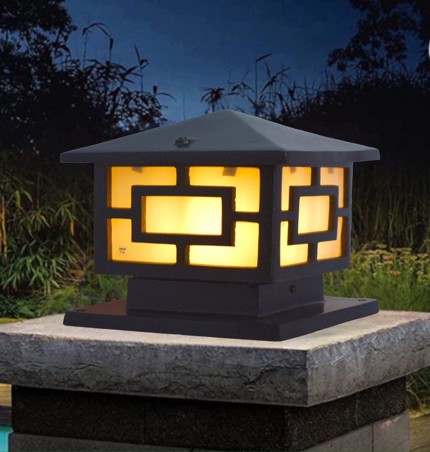 Prop It Up SQUARE MODERN SHAPE GATE LIGHT LAMP Outdoor Light Pillar Light IN BLACK RINKLE PEARL FINISH WEATHER PROOF COATING RAIN RESISTANCE PACK OF 1 Gate Light Outdoor Lamp Price in India Buy