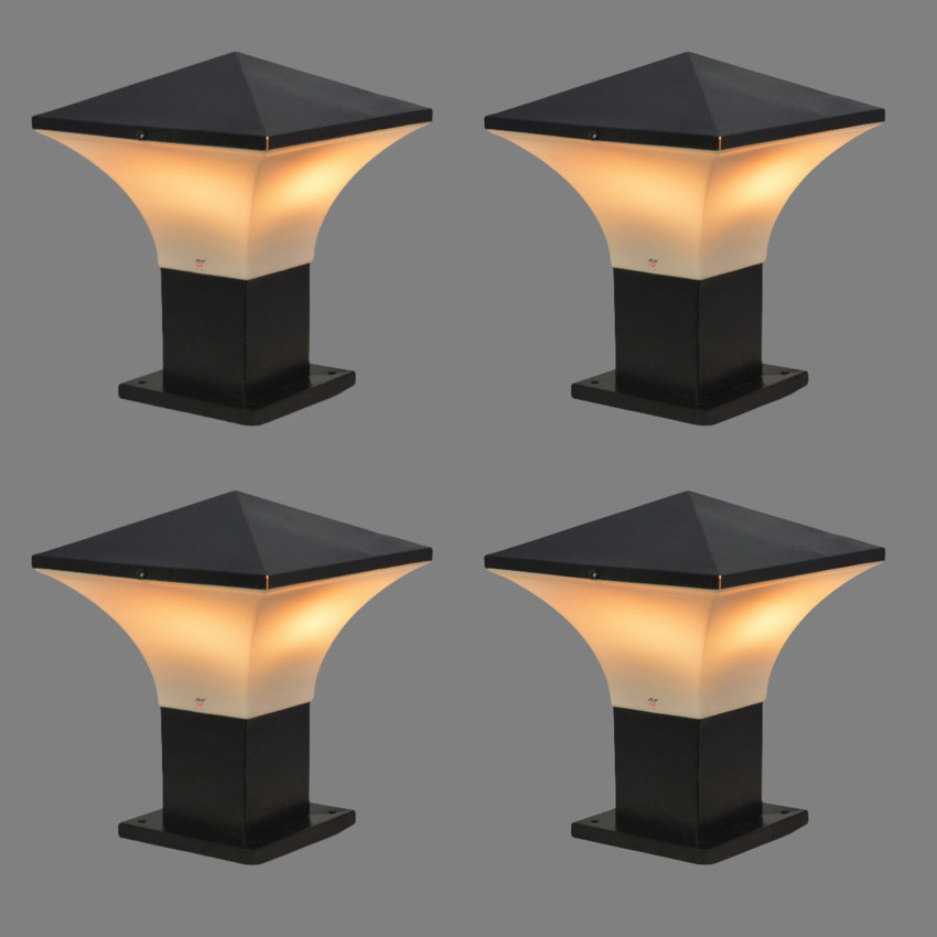 Prop It Up Modern Design Outdoor Gate Lights Unbreakable Fiber Shade Exterior Waterproof for House Pillar Pole Gate lamp Garden Lights SQUARE BLACK BIG 4 Pieces GL 2022BG Gate Light Outdoor Lamp Price...