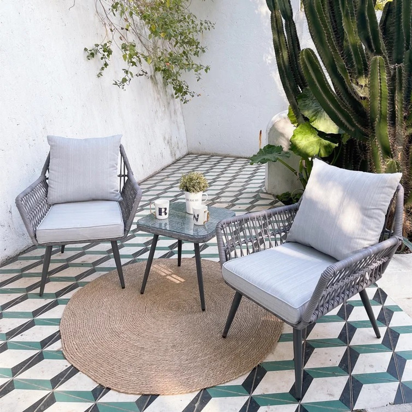 Cane table sales chair set