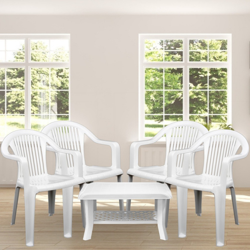 White plastic tables and chairs store