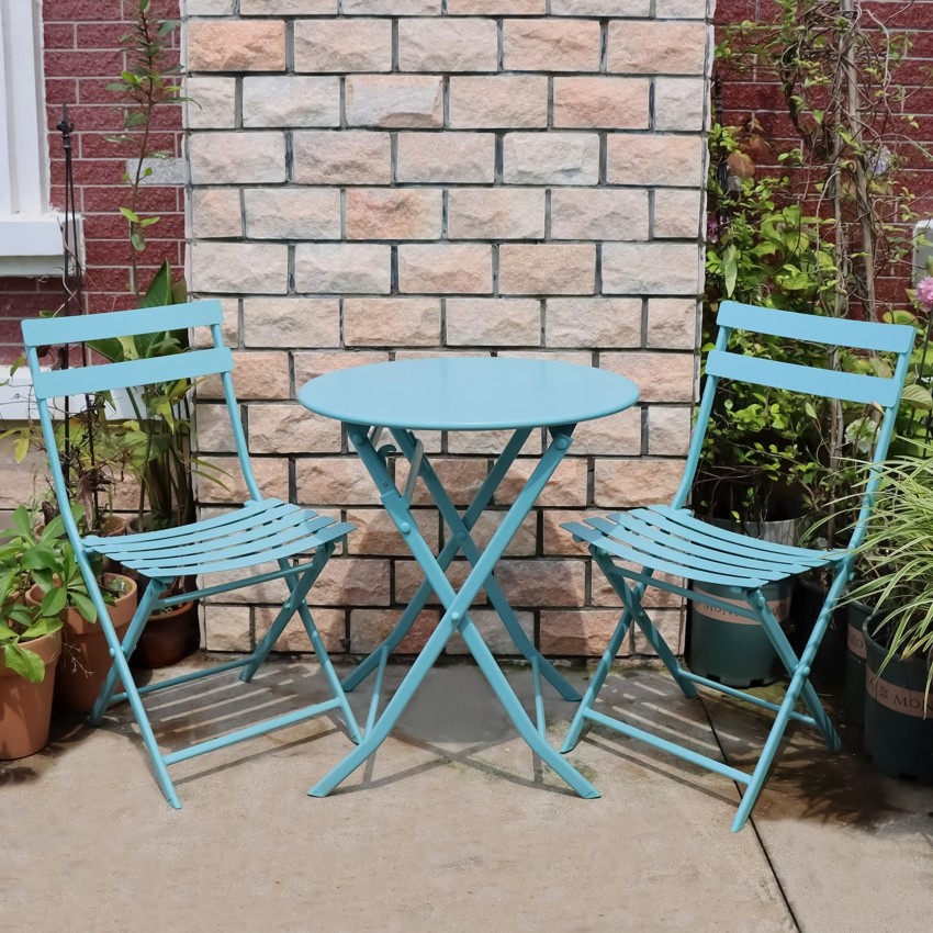 Blue metal best sale table and chairs