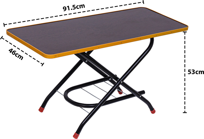 Livzing Height Adjustable Foldable Tea Table Powder Coated Metal Side Table Solid Wood Cafeteria Table