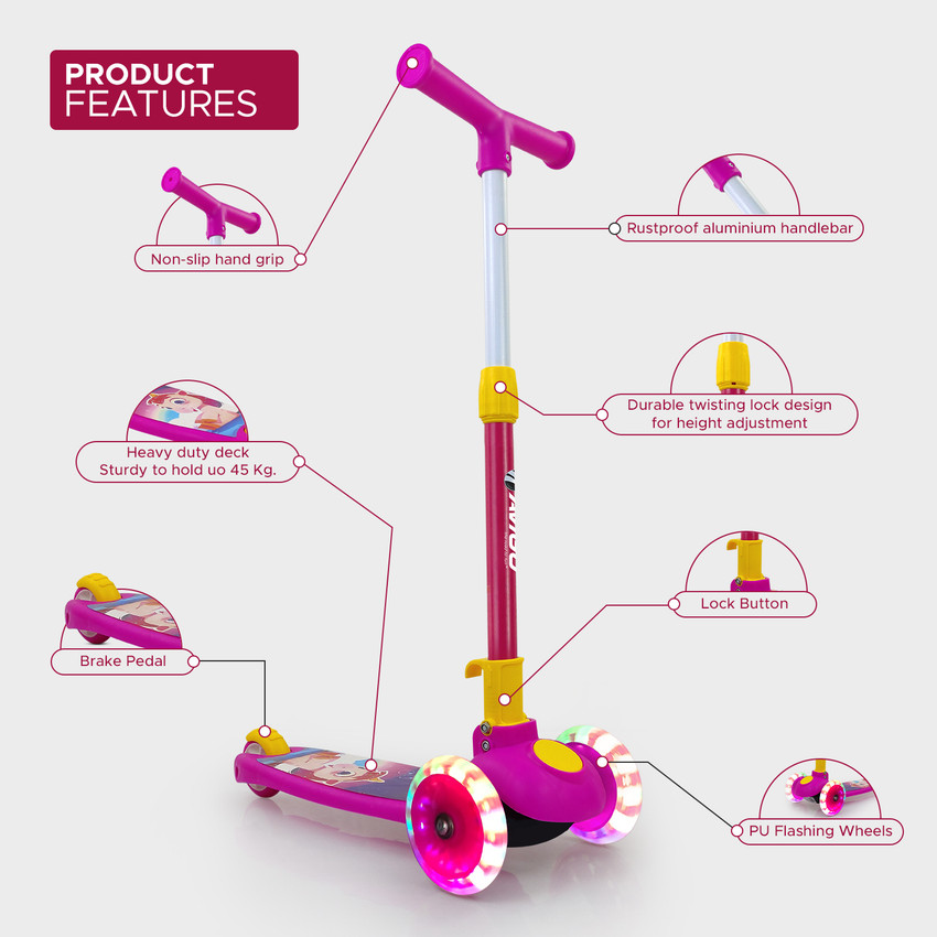 Toys R Us Avigo Smart Kick Scooter 4 Adjustable Height Foldable Front Wheel light Cap 50 Kg Smart Kick Scooter 4 Adjustable Height Foldable Front Wheel light Cap 50 Kg