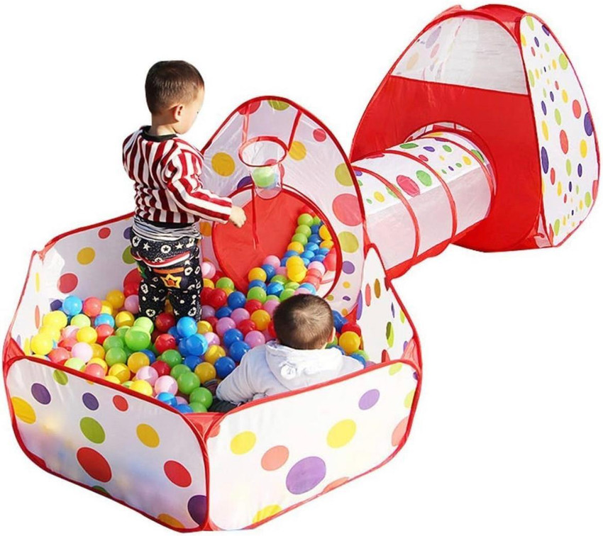 JMdSports 3 in 1 Rainbow Tunnel Ball Pool For Kids with 20 Balls