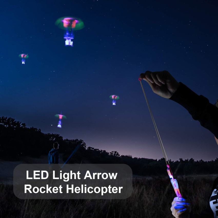 50/100pcs Amazing Light Toy Arrow Rocket Helicopter Flying Toy LED