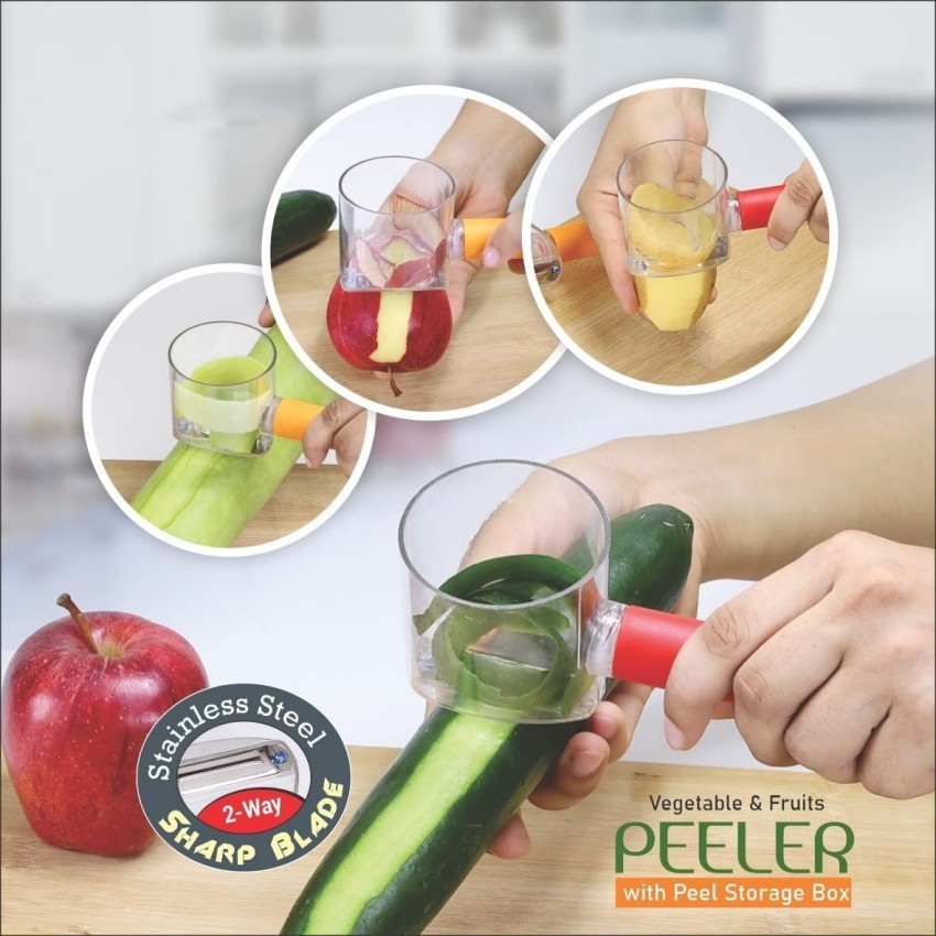 Peeler with Container Stainless Steel Multifunctional Fruit Knife