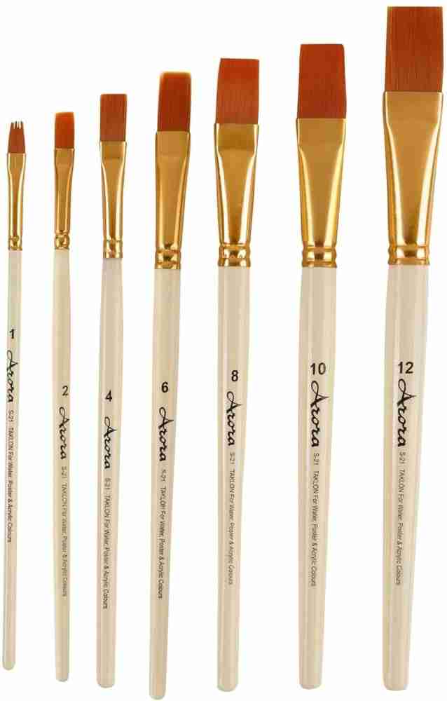 Angular Paint Brush Set - Golden synthetic brushes 7pc