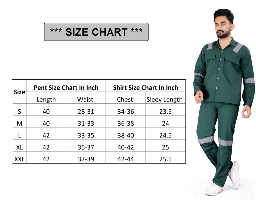 Boiler suit mens size chart online