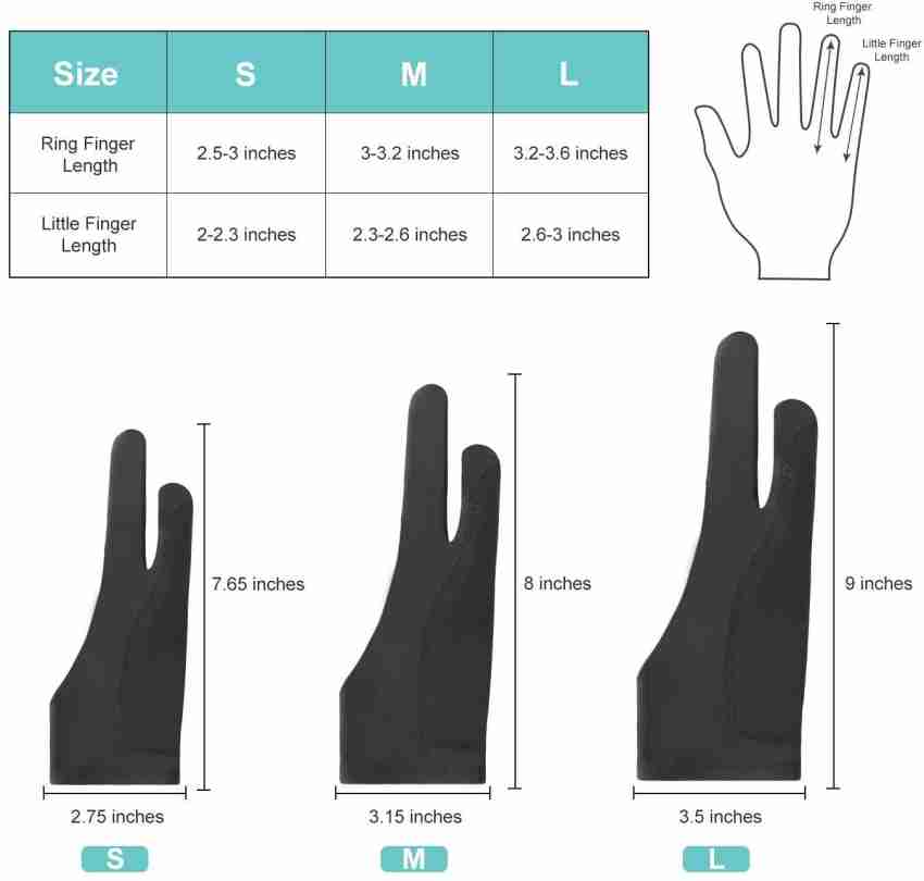 5 Pack Artist Gloves for Digital Drawing Glove Two Thicken Palm Rejection Glove for Graphics Pad (S), Black
