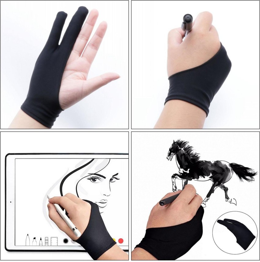 SKUDGEAR Original Anti-Fouling Artist Two-Finger Glove for Pencil  Sketching, Watercolours Painting and Graphics Drawing Tablet (Free Size)  Reusable