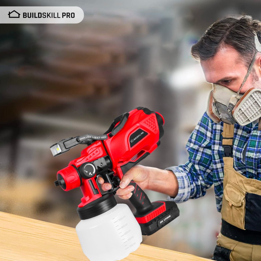 BUILDSKILL Pro Cordless Paint Sprayer LED Light 2AH Battery