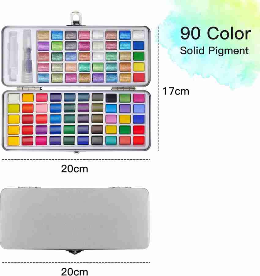 42 Colors Foldable Solid Watercolor Paint Set with Refillable Water Brush  Pen