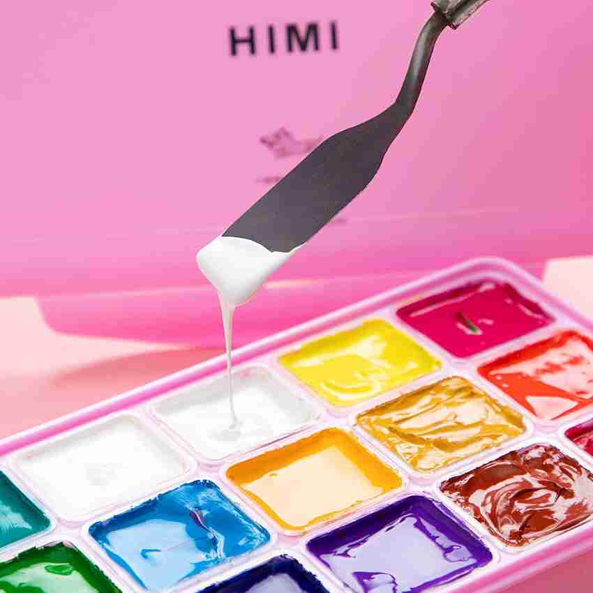 HIMI Gouache Paint Set, 24 Colors x 30ml Unique Jelly Cup Design with 3  Paint Brushes in a Carrying Case Perfect for Artists, Students, Gouache  Opaque Watercolor Painting (Green) 