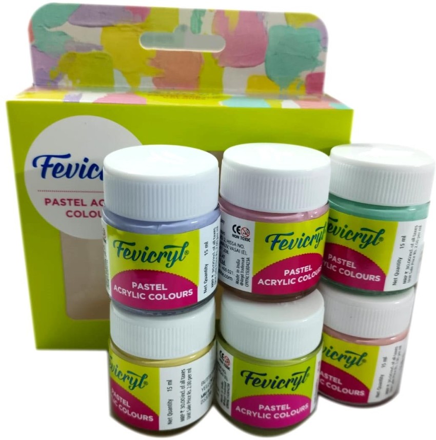 Fevicryl Pastel Acrylic Colours - Set of 6 (15ml)Pastel Acrylic