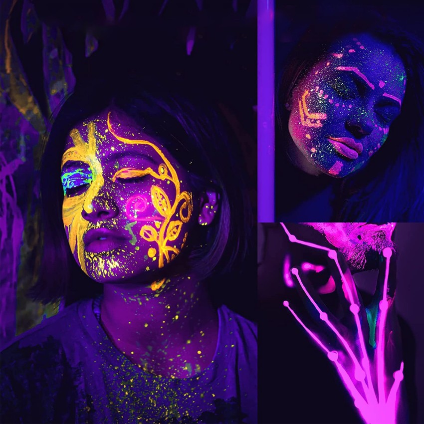 PROBEROS Face Paint Glow In The Dark Face Body Paint, 8 Neon  Colors Glow In Dark Makeup 