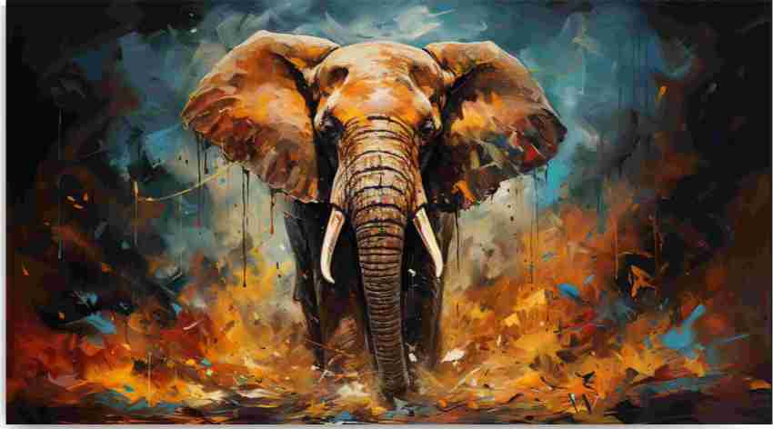 WallChitra Elephant Vaastu Canvas Wall painting for living room