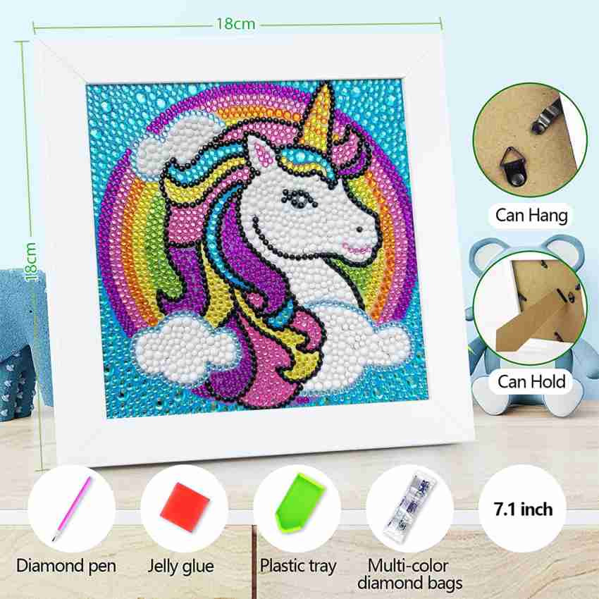 HASTHIP Rainbow Unicorn 5D Diamond Painting Kit Art Painting Kit with Frame  & Tool Canvas 7.1 inch x 7.1 inch Painting Price in India - Buy HASTHIP  Rainbow Unicorn 5D Diamond Painting