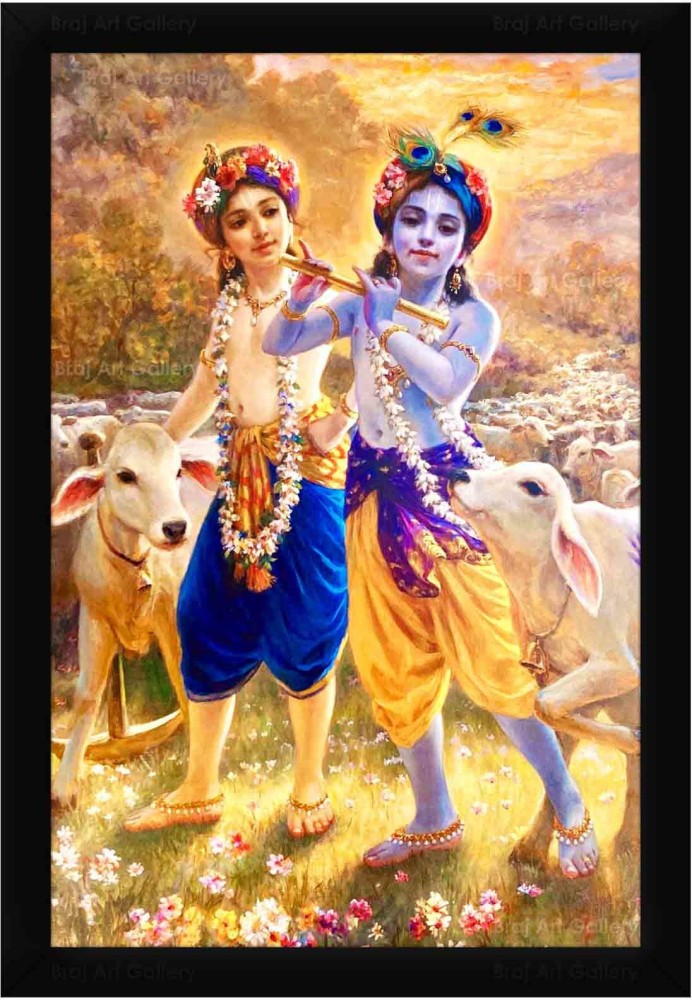 HD wallpaper: Krishna Balaram Feeding Cow, Hindu God cow, Lord Krishna,  mammal | Wallpaper Flare