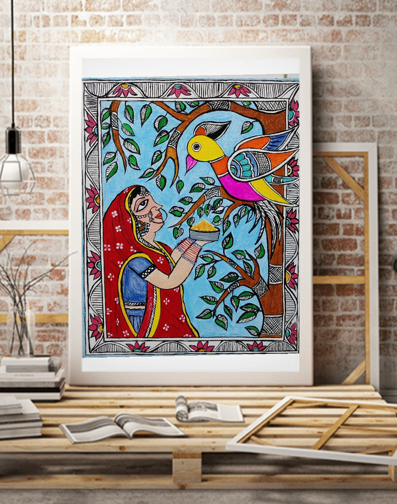 rai art and craft Madhubani Painting | Traditional Mithila Art | Handmade Canvas board 8* 10 inch Canvas 10 inch x 8 inch Painting Price in India - Buy rai art and