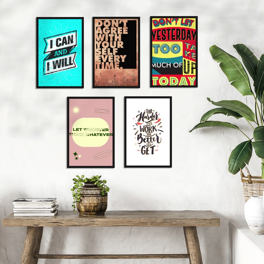 Ritwika's Collection Of 8 Abstract Wall Art Of Motivational One Liners With  Frame for Home and Office Decor Digital Reprint 13.5 inch x 9.5 inch  Painting Price in India - Buy Ritwika's