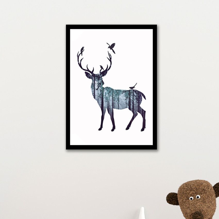 Sticker mural rond Scottish Deer, 60 cm papier peint autocollant mural  cercle