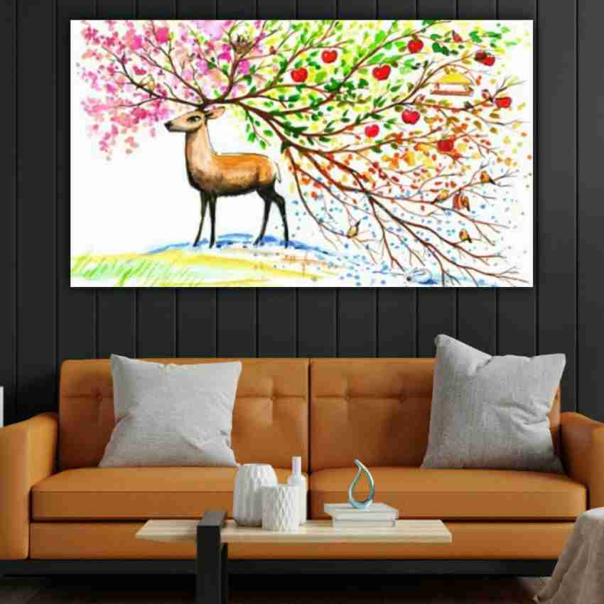 Sense Canvas Deer Abstract Sunset 31 Canvas Art - Home Decor Wall Art Print  Poster Painting X-Large 48x36 / 0.75 : : Home