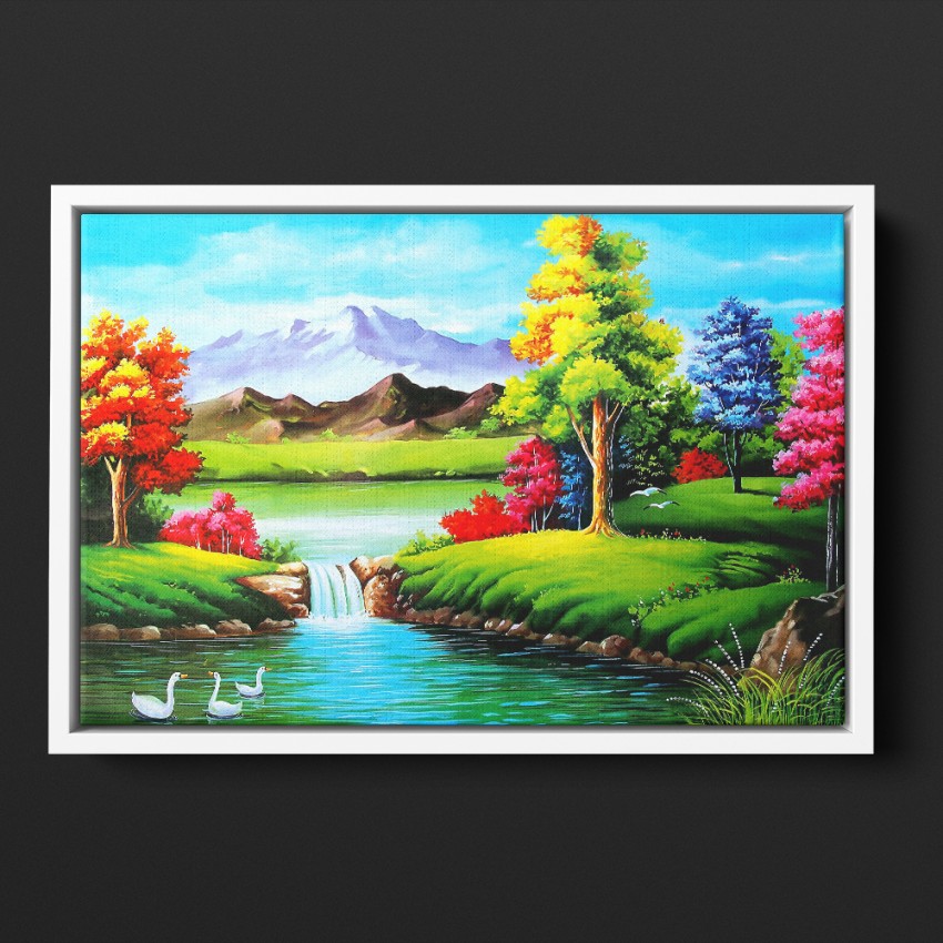 Beautiful Nature Landscapes Acrylic canvas Painting, Stretched on wooden  frame