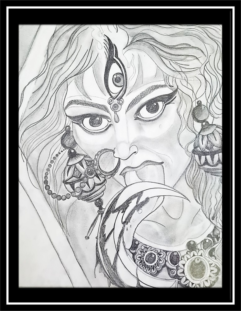 how to draw maa durga face pencil sketch , maa durga drawing timelapse -  YouTube
