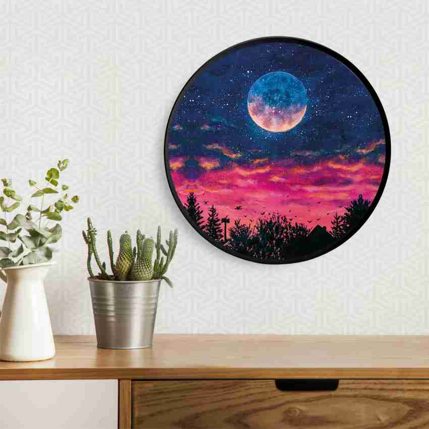 PrintCrown Colorful Moon Acrylic 16 inch x 16 inch Painting Price