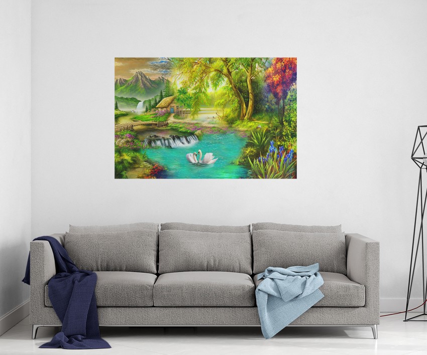wallmantra Deer Forest River Landscapes Canvas Panoramic Wall Painting for  Living Room, Bedroom and Office(48x36 inch) : : Home & Kitchen