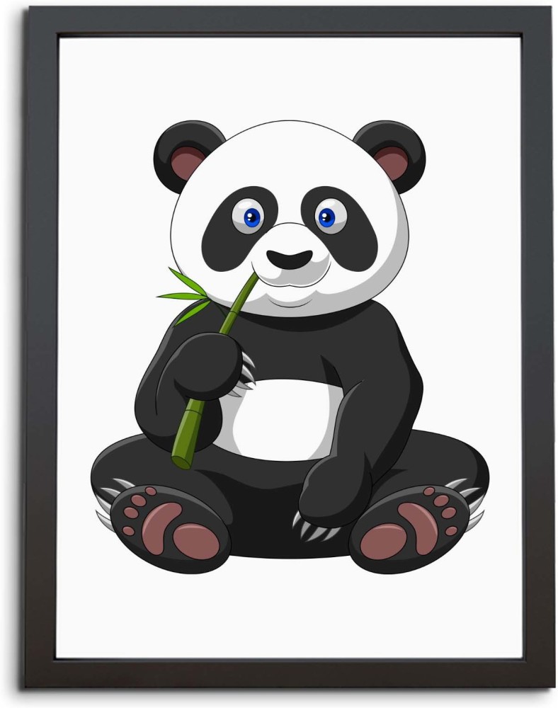 Premium Vector  Cute panda sit eat leaf and holding bamboo stem on forest  background simple outline illustration