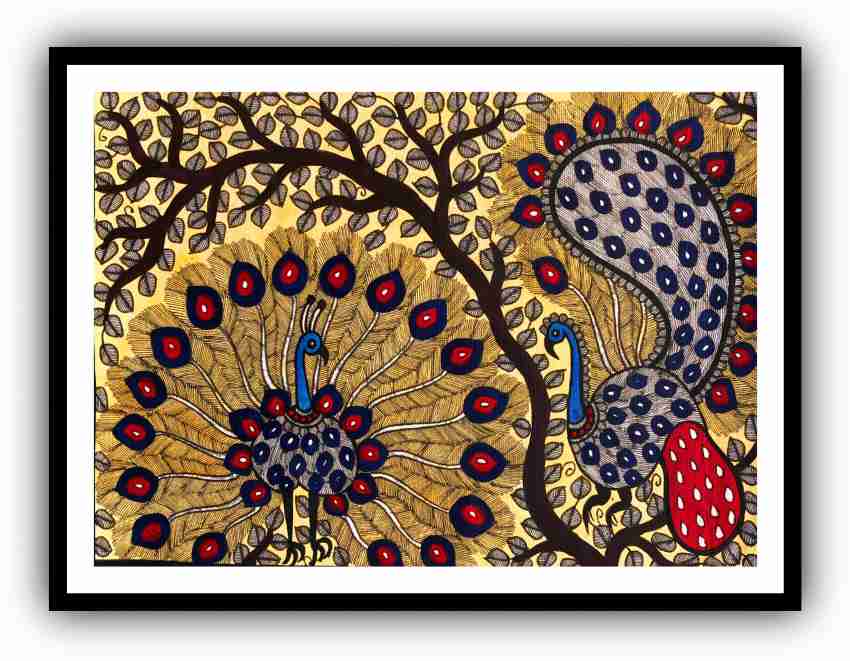 Artdarshan Madhubani Painting Peacocks for Home Office Wall