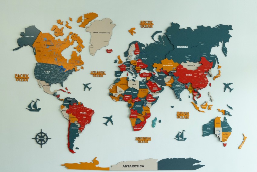 Sticker mural - No.212 World Map Red