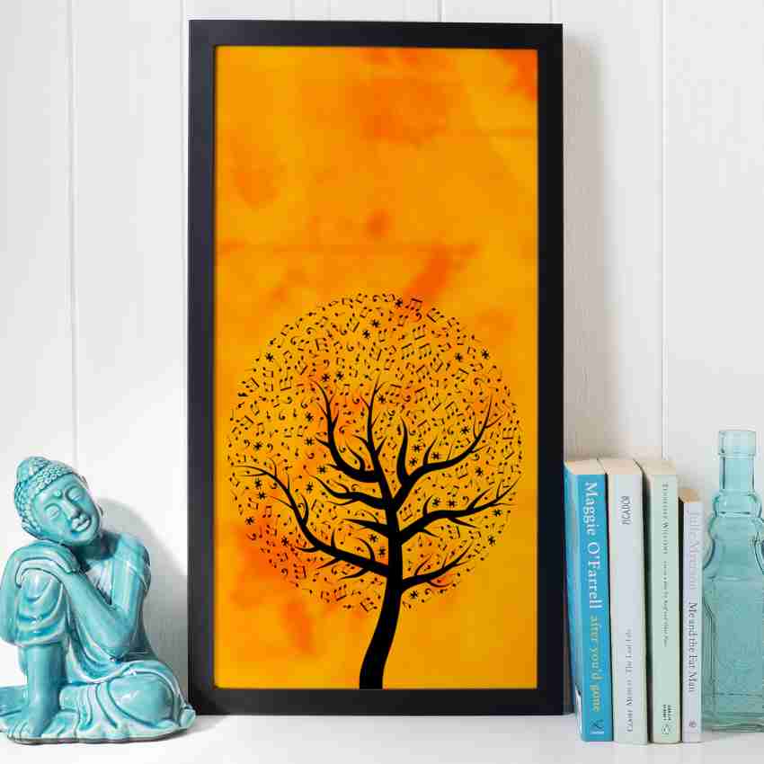 Ritwika's Orange Color Modern Art Musical Notes Tree Frame