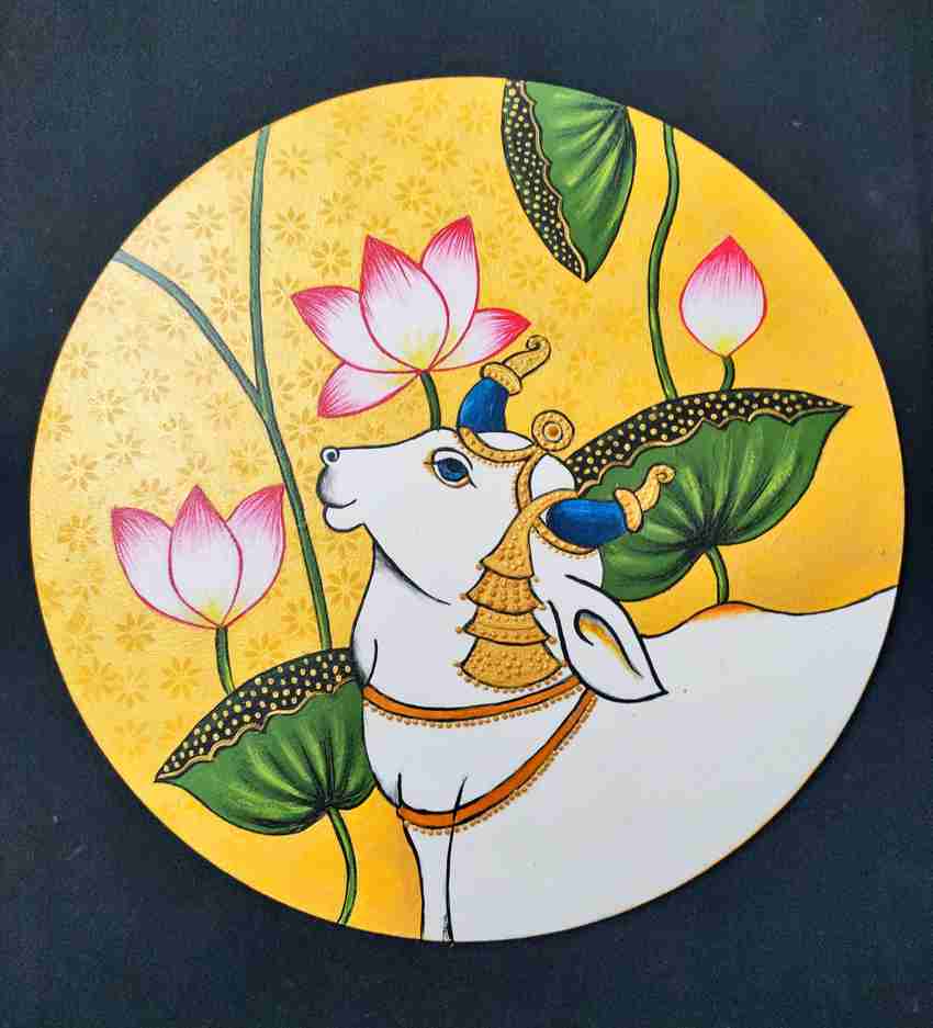 craftkari Pichwai art Cow and Lotus on MDF board Acrylic 12 inch x 12 inch Painting Price in India Buy craftkari Pichwai art Cow and Lotus on MDF board Acrylic 12
