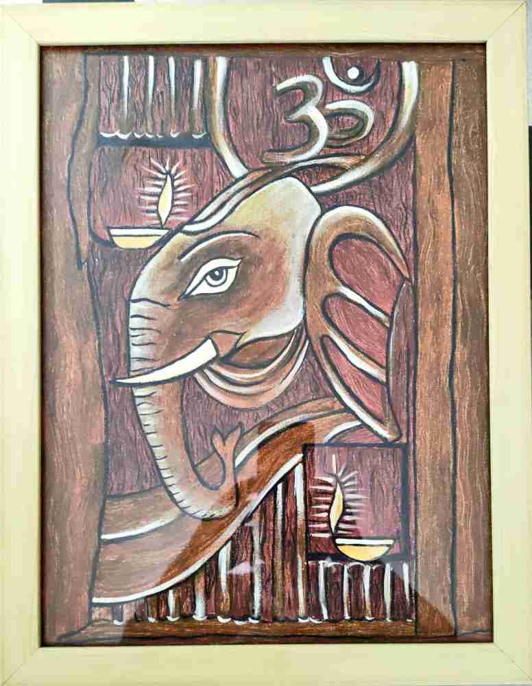 craftkari Wooden Finish Painting on Canvas Board Acrylic 18 inch x