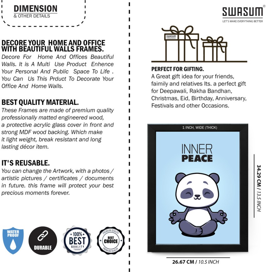 SWASUM Cute Panda (Bear), Inner Peace (Meditation) Yoga Digital Reprint  13.5 inch x 10.5 inch Painting Price in India - Buy SWASUM Cute Panda (Bear),  Inner Peace (Meditation) Yoga Digital Reprint 13.5