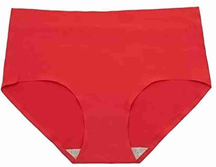 PLUMBURY® Women's Seamless Hipster Ice Silk Panty,Pack of 2, Beige/Red  (Sizes M to XXL)