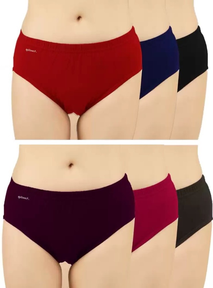 SHOW UP Women Pack of 6 Hipster Soft Cotton Multicolor Plain/Solid Brief  Underpants Panty
