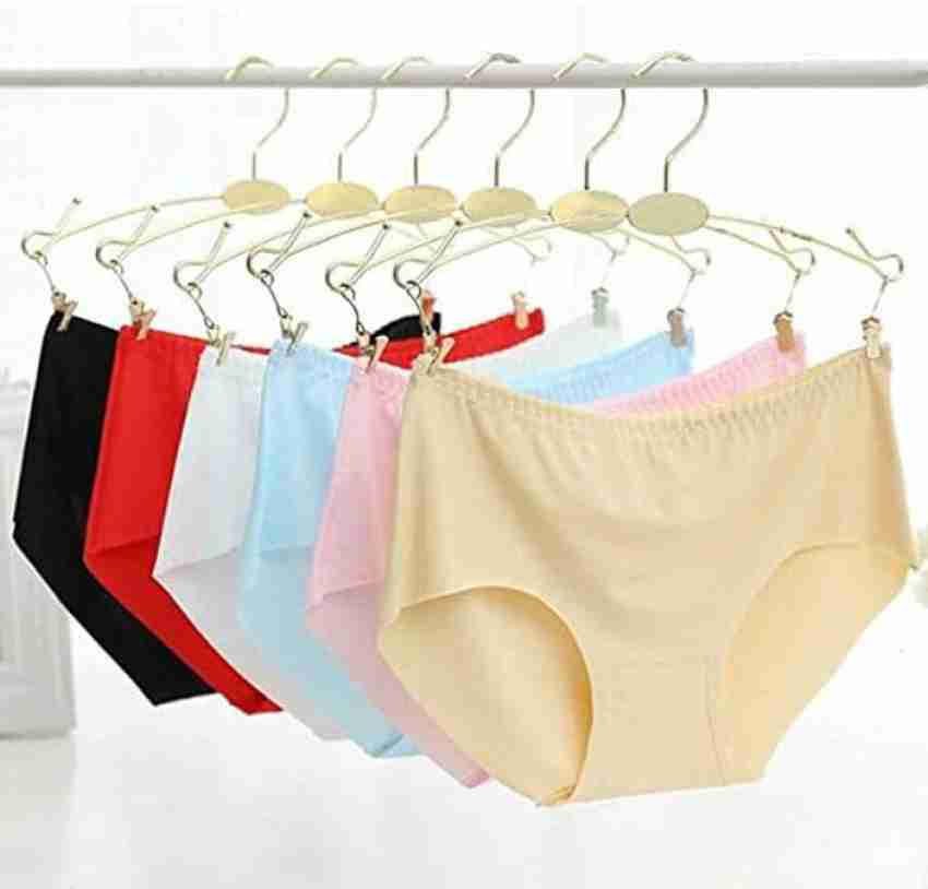 Pack of 6 Women's Cotton Ice Silk Seamless Invisible Panties Hipster Medium  Rise Brief No Panty