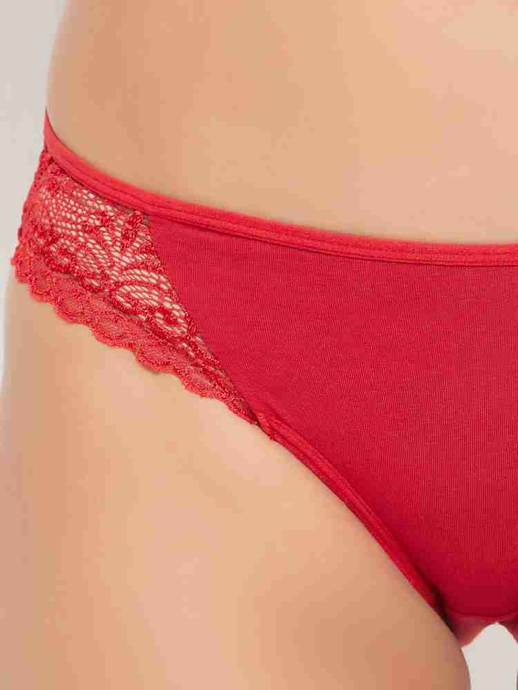 Clovia Mid Waist Bikini Panty In Red - Lace at Rs 294.00
