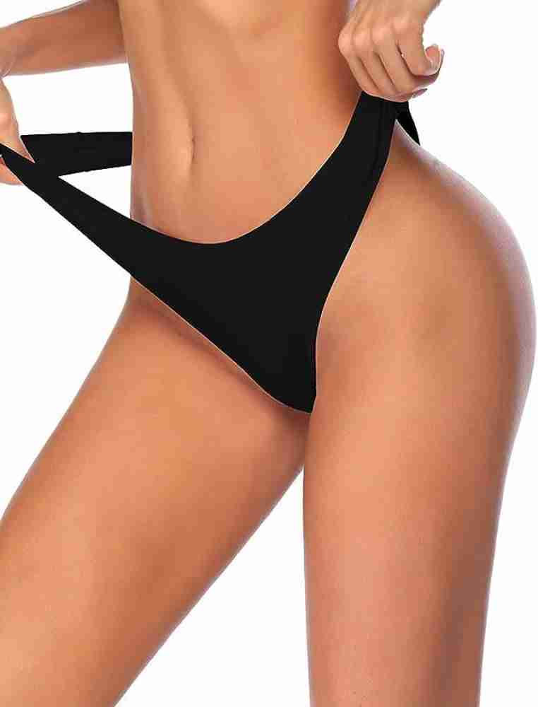 FITSEE Women Thong Black Panty - Buy FITSEE Women Thong Black