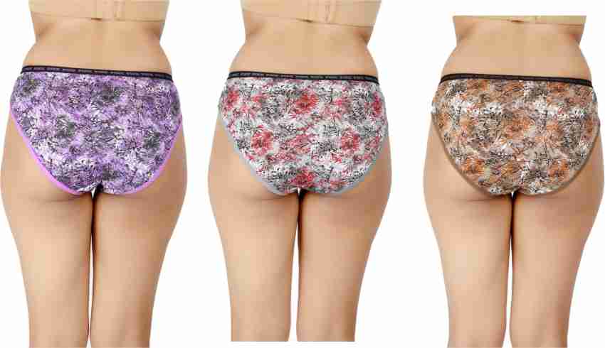 Buy Ladyland Women Purple, Pink, Brown Cotton Blend Pack Of 3 Full