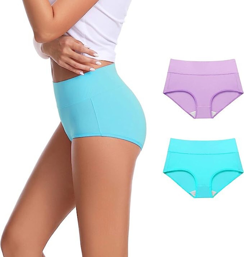 Buy SHAPERX Women's Cotton Underwear High Waist Stretch Briefs Soft Underpants  Ladies Full Coverage Panties 4 Pack (XS) Multicolour at