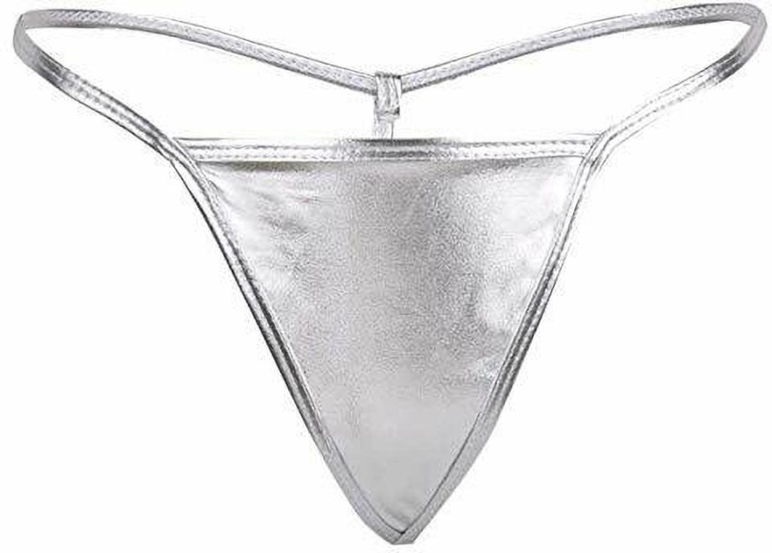 Women Shiny Metallic Low Rise Micro Back G-string Panty Bikini