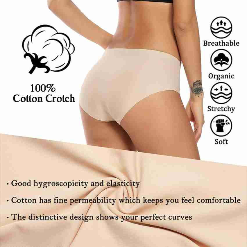 Buy SHAPERX Ice Silk Seamless Underwear Ladies Cotton Crotch Mid-Waist Briefs  Panty Pack of 4 (XS) Multicolour at